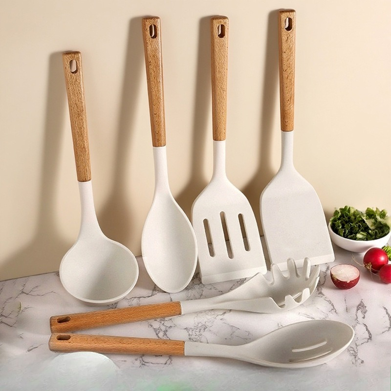 Silicone Spatula Set - Wooden handle silicone spatula kitchenware set