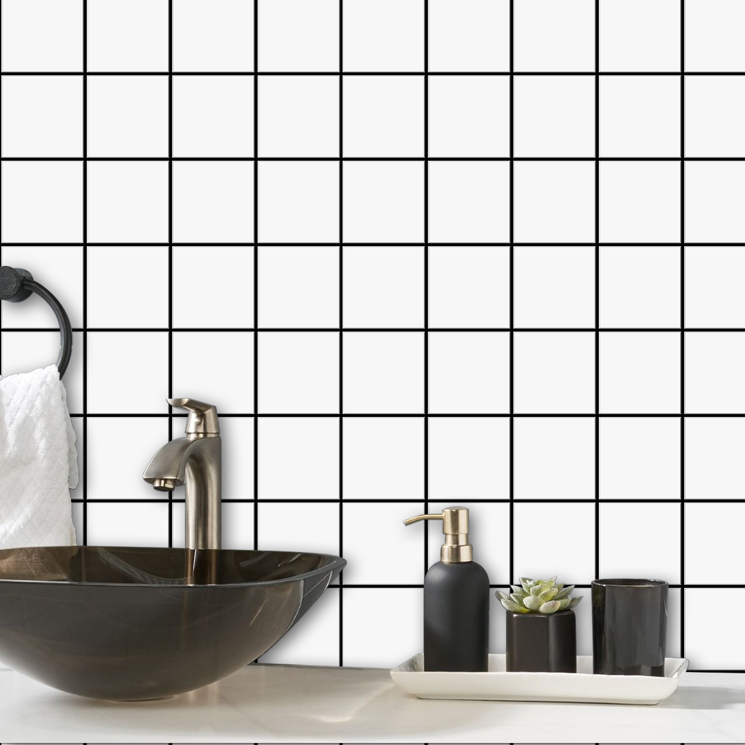 10pcs Premium Square Wall Tile - đánh giá và giá Kitchen Gadgets Cabinet