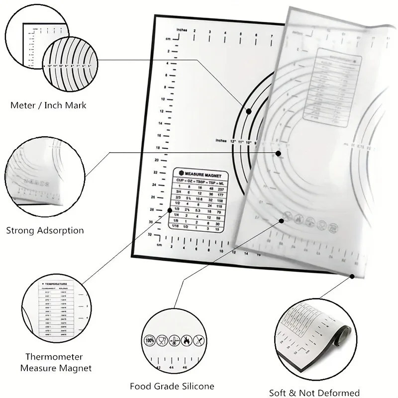 yesThickened Dough Rolling Mat - đánh giá và giá Silicone Baking Mat