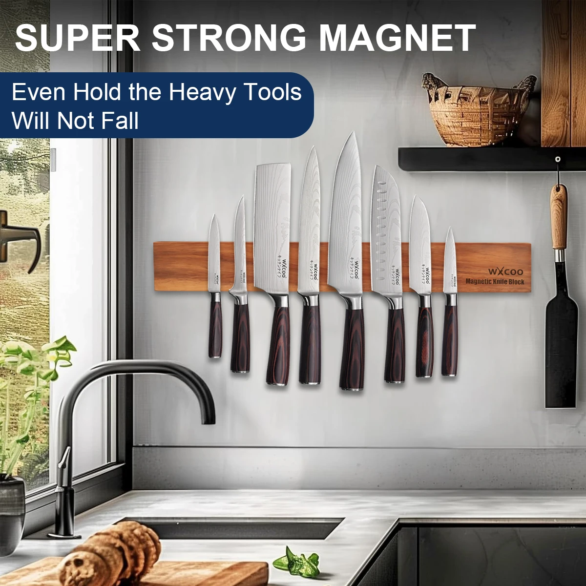 Acacia Wood Magnetic Knife Hol - đánh giá và giá Magnetic Knife Strip