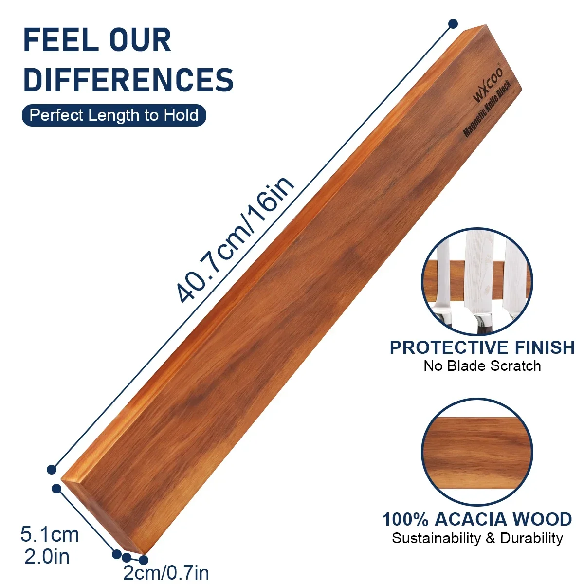 Acacia Wood Magnetic Knife Hol - đánh giá và giá Magnetic Knife Strip