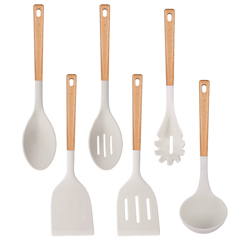 Wooden handle silicone spatula - đánh giá và giá Silicone Spatula Set